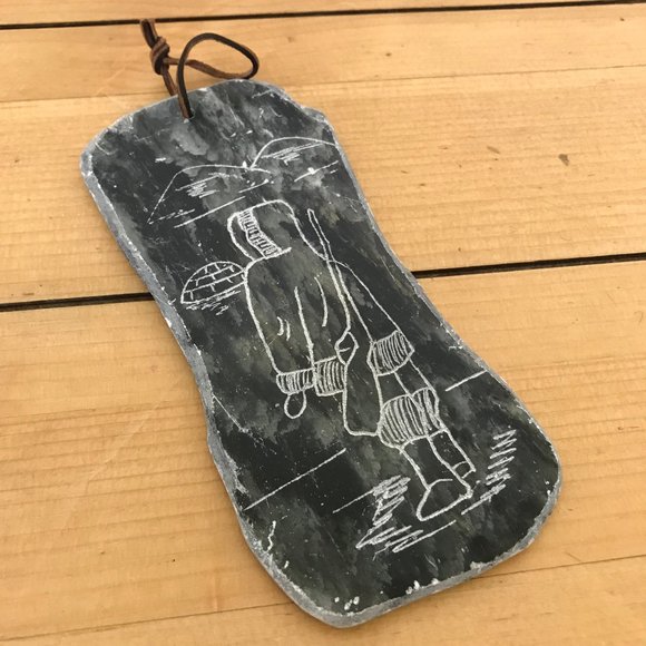 Soapstone Scrimshaw Etched Carving Wall Hanging DIMU Signed Dieter Muckenheim - Picture 1 of 5